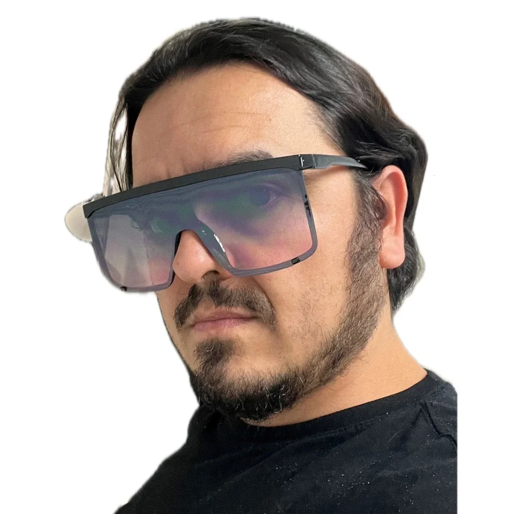 Oversized Shield Sunglasses Flat Top Gradient‎ Lens Fashion Square Frame Lentes